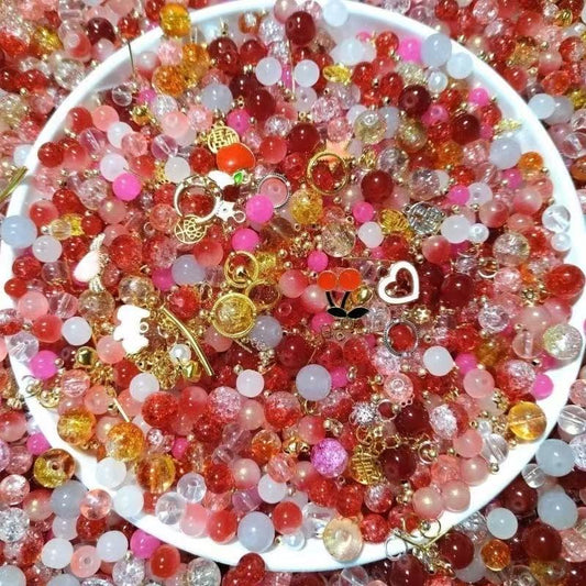 【 New Beads Mix 】Red Bridal Attire- Glass Beads Mix