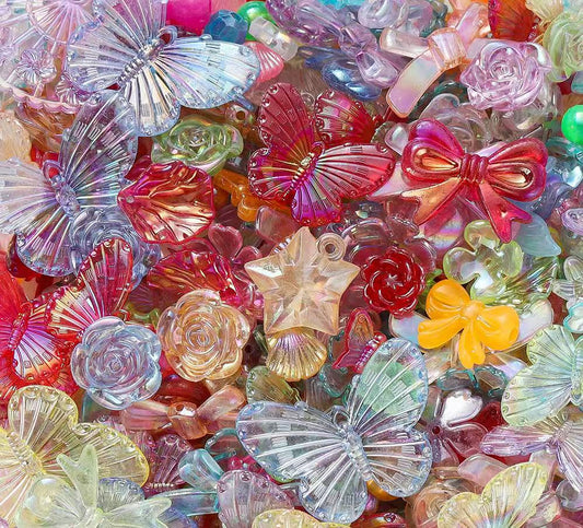 【New Acrylic Mix 】Flowers, Butterflies, Stars, and Shells-Cute Acrylic Beads Mix